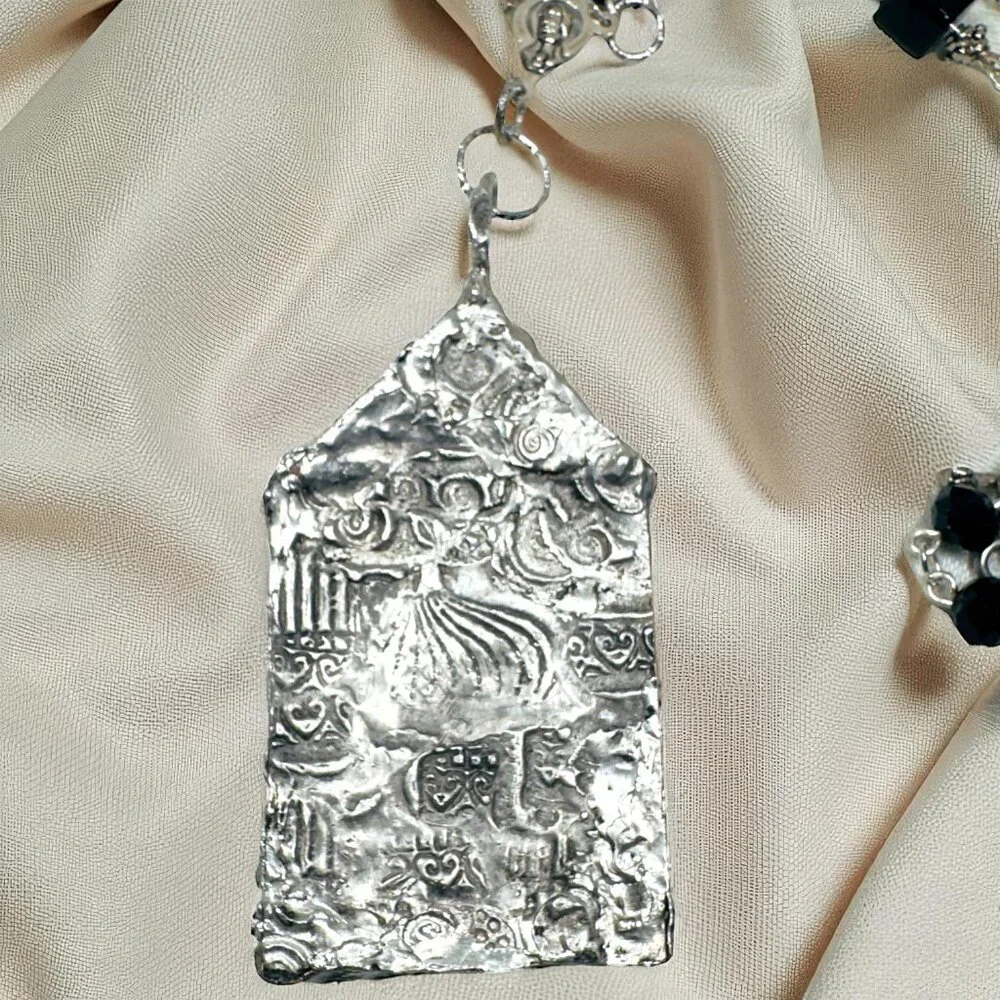 Handcrafted St Teresa Glass Shadow Box Pendant & Artisan Metalwork & Necklace - Picture 9 of 15